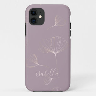 Ginkgo Biloba Botanical Rose Gold Personalised iPhone 11 Case