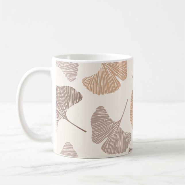Ginkgo biloba: dry seamless design. coffee mug (Left)