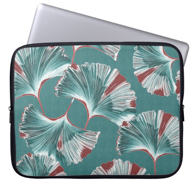 Ginkgo biloba leaf, tablecloth pattern. laptop sleeve (Front)
