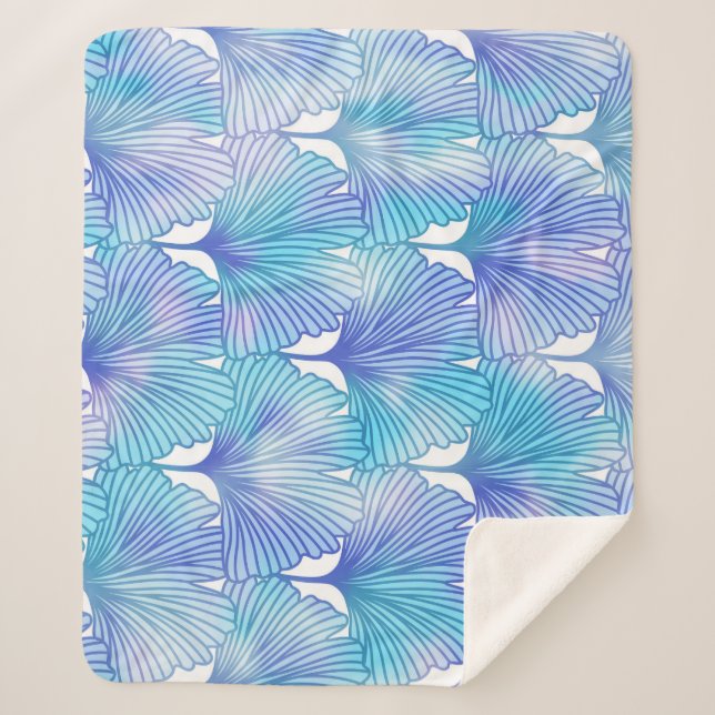 Ginkgo Biloba Leaves Autumn Pattern Sherpa Blanket (Front)