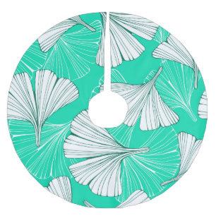 Ginkgo biloba leaves, hand-drawn pattern brushed polyester tree skirt