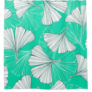 Ginkgo biloba leaves, hand-drawn pattern shower curtain