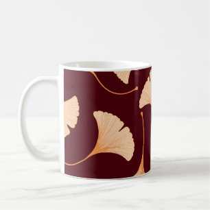 Ginkgo biloba leaves, seamless floral pattern. coffee mug