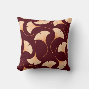Ginkgo biloba leaves, seamless floral pattern. cushion