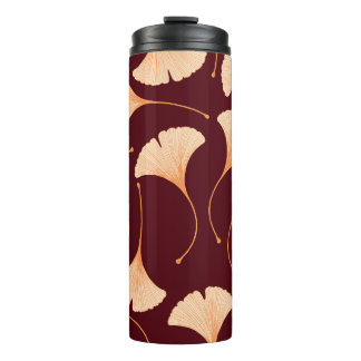 Ginkgo biloba leaves, seamless floral pattern. thermal tumbler