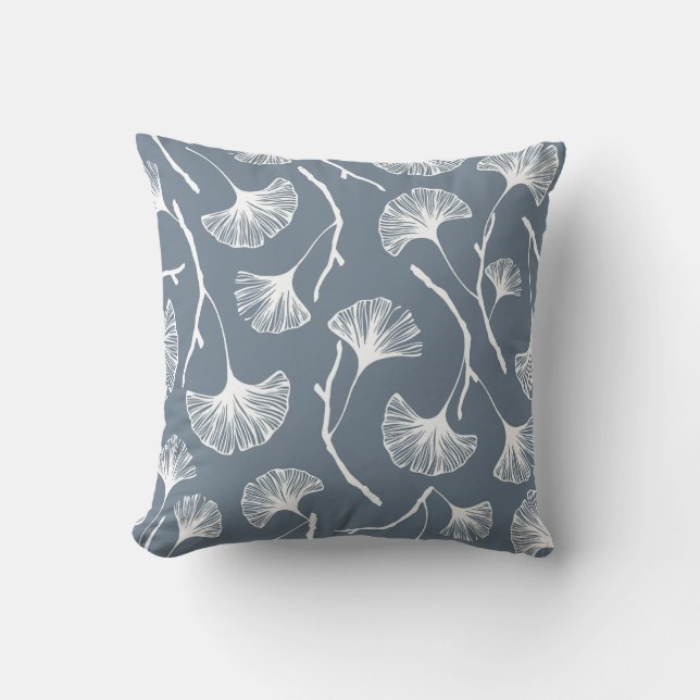 Ginkgo biloba leaves seamless pattern cushion (Front)