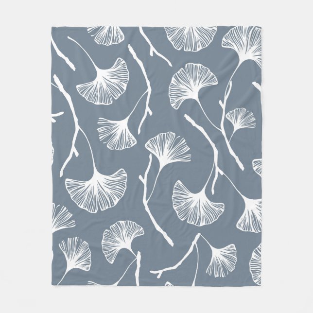 Ginkgo biloba leaves seamless pattern fleece blanket (Front)
