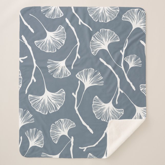 Ginkgo biloba leaves seamless pattern sherpa blanket (Front)