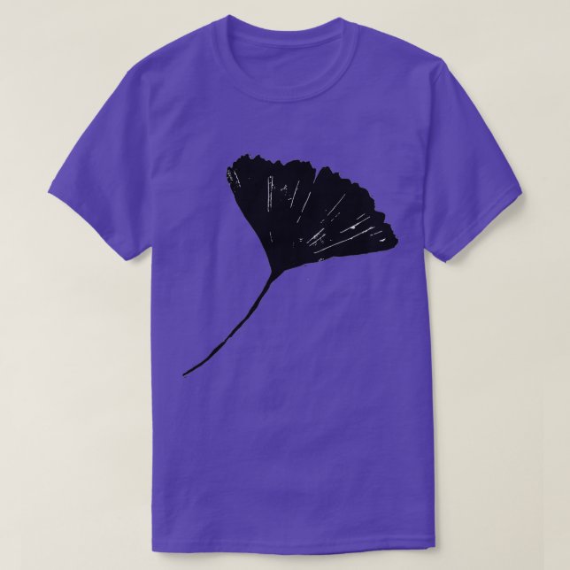 Ginkgo biloba Lino cut nature inspired leaf patter T-Shirt (Design Front)