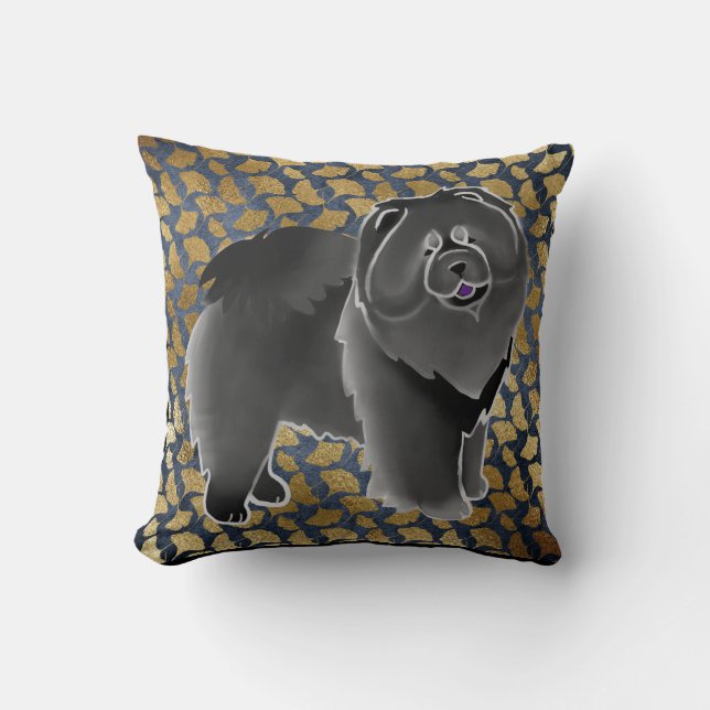 GINKGO black chow pillow -choose fabric and size (Front)