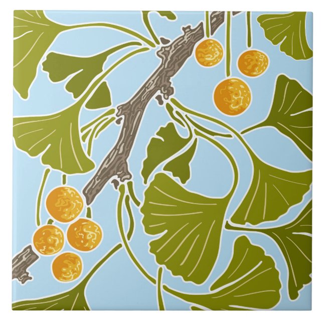Ginkgo Dance Ceramic Tile (Front)