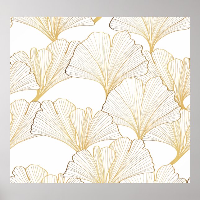 Ginkgo Gold: Luxurious Leaf Arrangement Poster (Front)