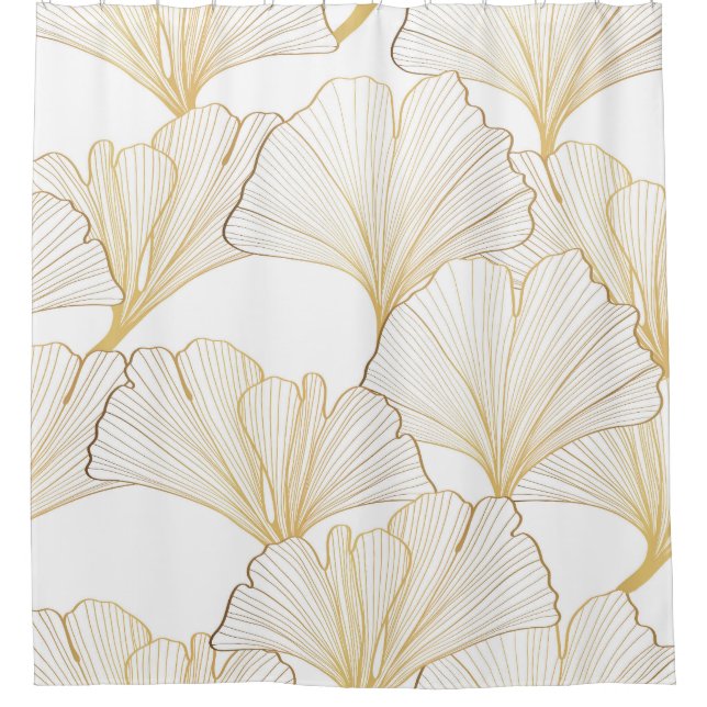 Ginkgo Gold: Luxurious Leaf Arrangement Shower Curtain (Front)