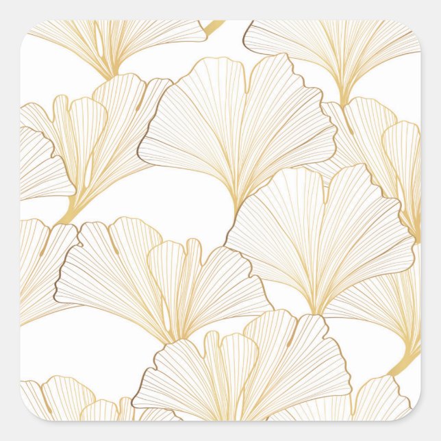 Ginkgo Gold: Luxurious Leaf Arrangement Square Sticker (Front)