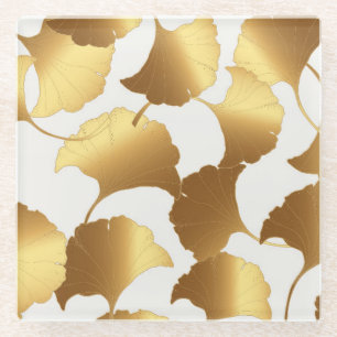 Ginkgo Gold: Luxury Vintage Design. Glass Coaster