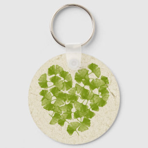Ginkgo Leaf Heart Key Ring
