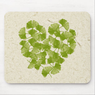 Ginkgo Leaf Heart Mouse Pad