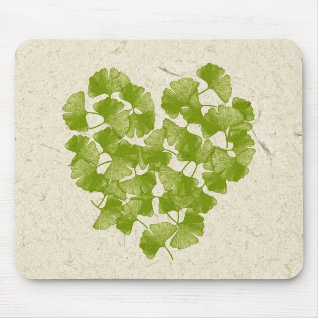Ginkgo Leaf Heart Mouse Pad (Front)
