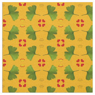 Ginkgo Leaf & hearts, gold crown fabric fashion YL