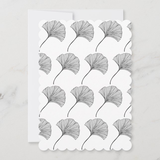 Ginkgo leaf line art greeting card (Front)