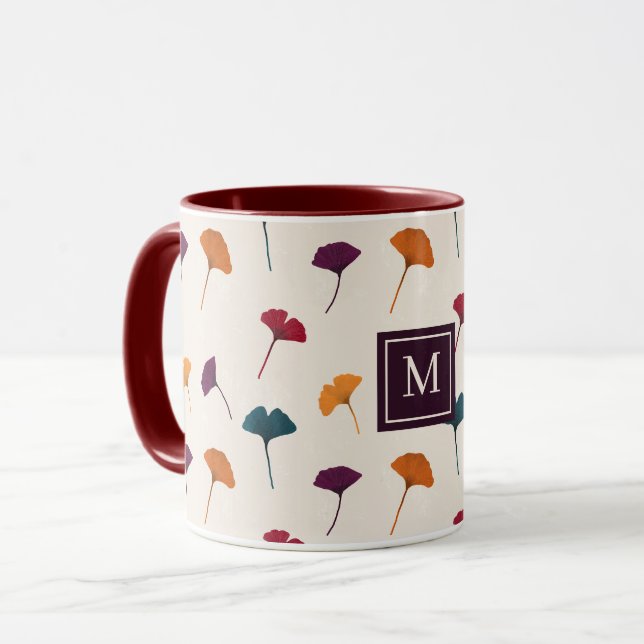 Ginkgo Leaf Pattern Fall Autumn Colours Mug (Front Left)