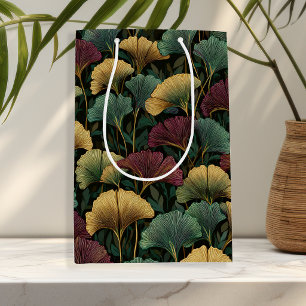 Ginkgo Leaf Pattern Jewel Tones Gift Bag