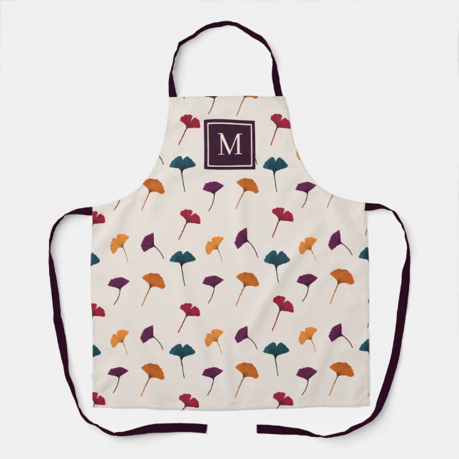 Ginkgo Leaf Pattern Watercolor Fall Autumn Colours Apron (Front)