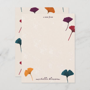 Ginkgo Leaf Pattern Watercolor Fall Autumn Colours Card