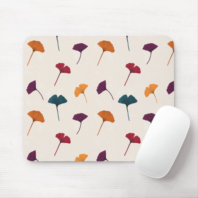 Ginkgo Leaf Pattern Watercolor Fall Autumn Colours Mouse Pad (With Mouse)