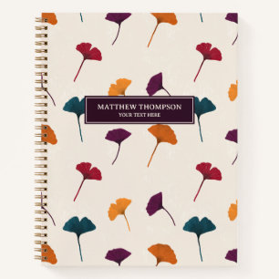 Ginkgo Leaf Pattern Watercolor Fall Autumn Colours Notebook