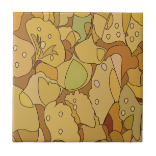 Ginkgo Leaves Abstract Pattern Ceramic Tile
