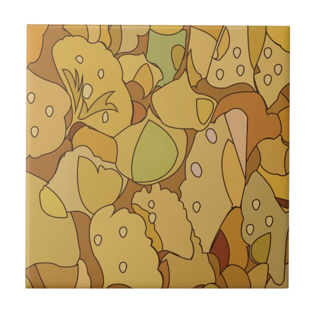 Ginkgo Leaves Abstract Pattern Ceramic Tile (Front)