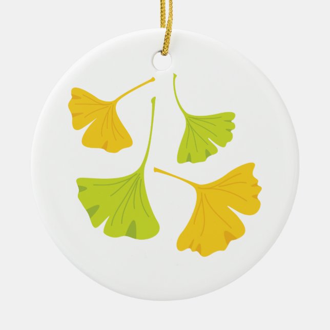 Ginkgo Leaves Ceramic Ornament (Front)