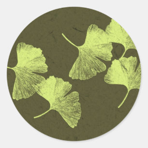 Ginkgo Leaves Classic Round Sticker