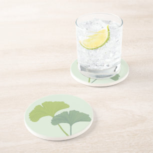 Ginkgo Leaves Customisable Background Colours  Coaster