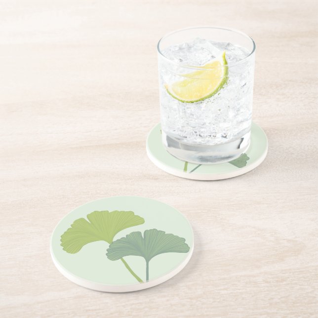 Ginkgo Leaves Customisable Background Colours  Coaster (Side)