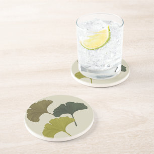 Ginkgo Leaves Customisable Background Colours Coaster