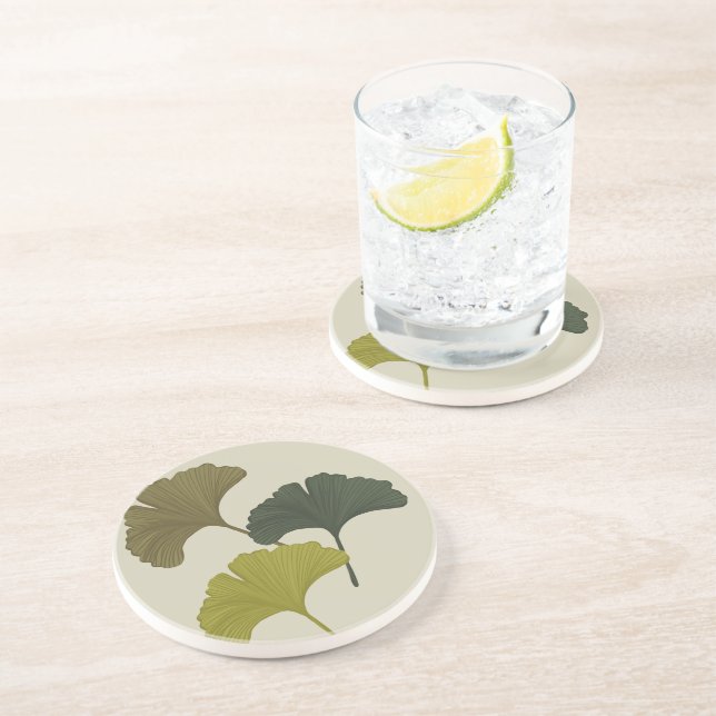 Ginkgo Leaves Customisable Background Colours  Coaster (Side)