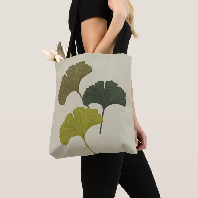 Ginkgo Leaves Customisable Background Colours  Tote Bag (Close Up)