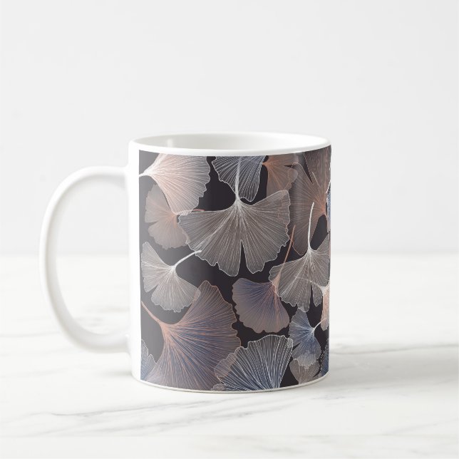 Ginkgo leaves: elegant natural pattern. coffee mug (Left)
