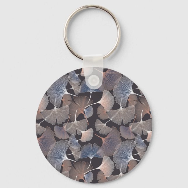 Ginkgo leaves: elegant natural pattern. key ring (Front)