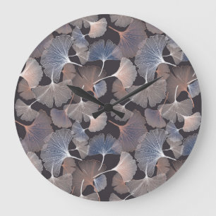 Ginkgo leaves: elegant natural pattern. large clock