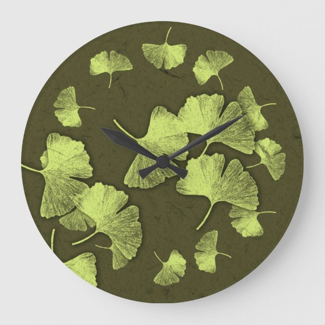 Ginkgo Leaves Large Clock (Front)