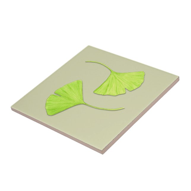 Ginkgo Leaves Nature Art Tile | Customisable (Side)
