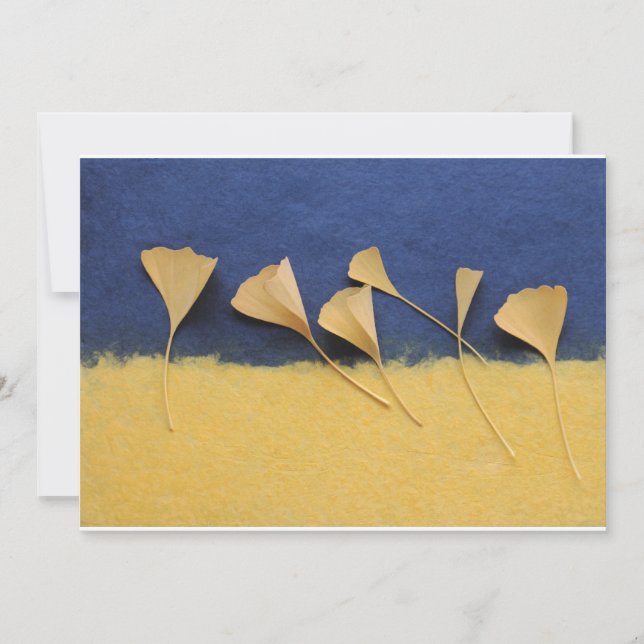 ginkgo leaves on handmade paper 5x7 invitation (Front)