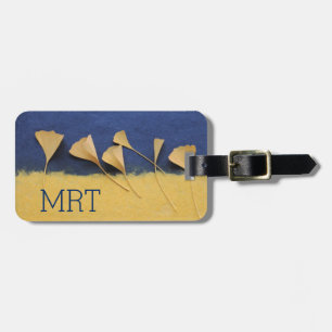 Ginkgo leaves on handmade paper luggage tag