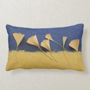 ginkgo leaves on handmade paper lumbar pillow
