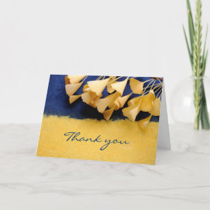 ginkgo leaves on texture thank you card