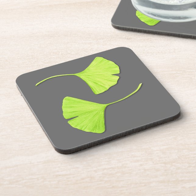 Ginkgo Leaves Plastic Coaster (Left Side)