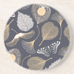 Ginkgo Leaves: Seamless Floral Elegance. Coaster